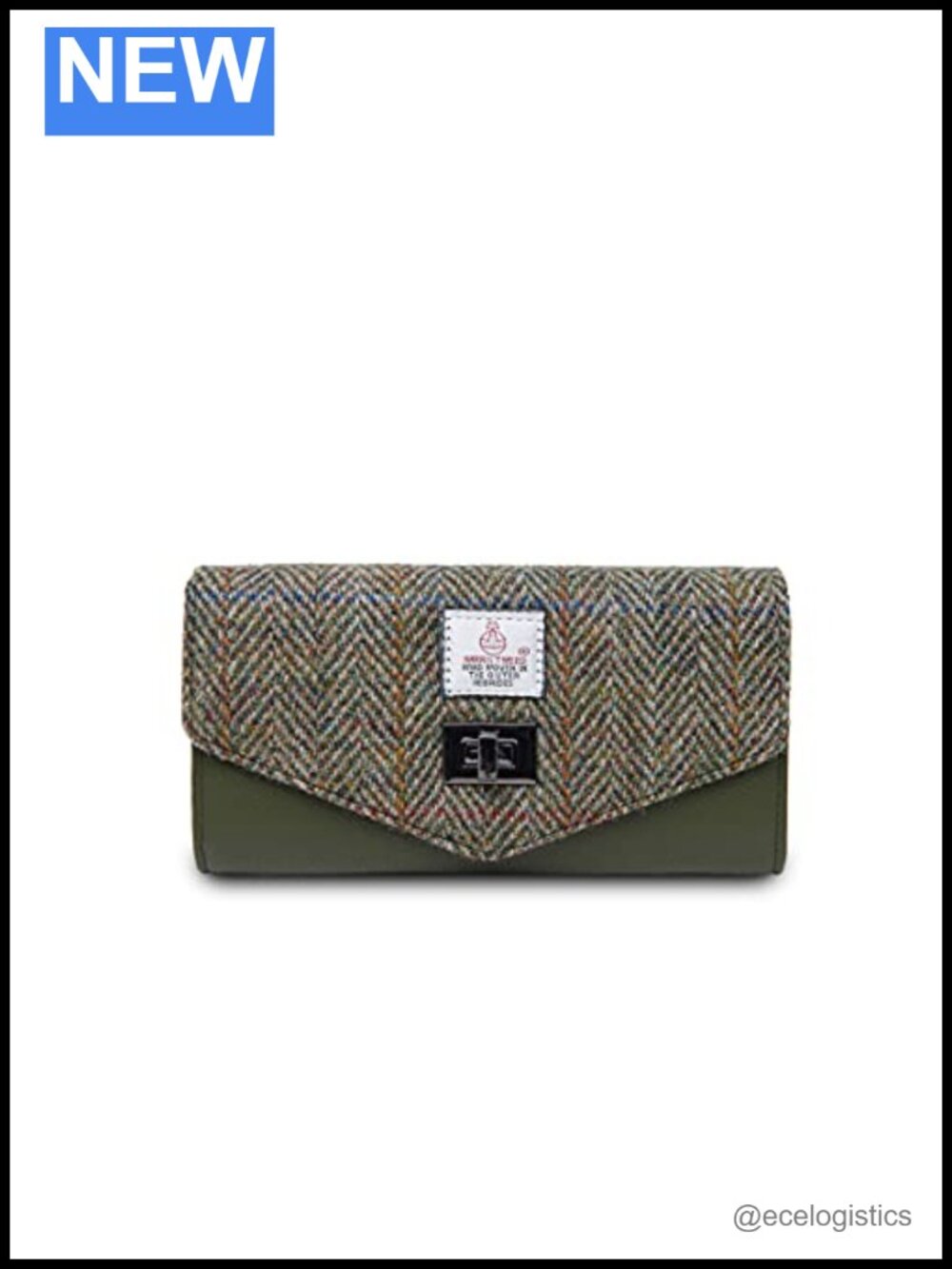 Genuine Harris Tweed Suede Clutch Wallet with Snap Closure